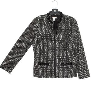 Chicos Womens Jacket Beaded Full Zip Long Sleeve Career Black Size 0 Small 4 FT